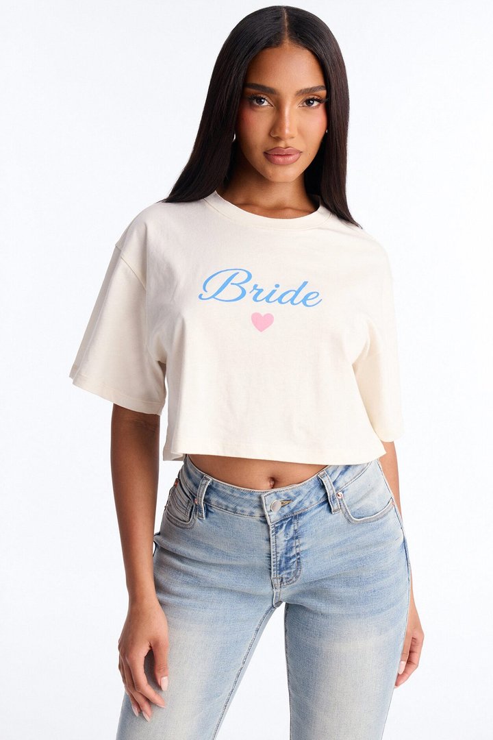 Bride Vibes Cropped Tee - Cream