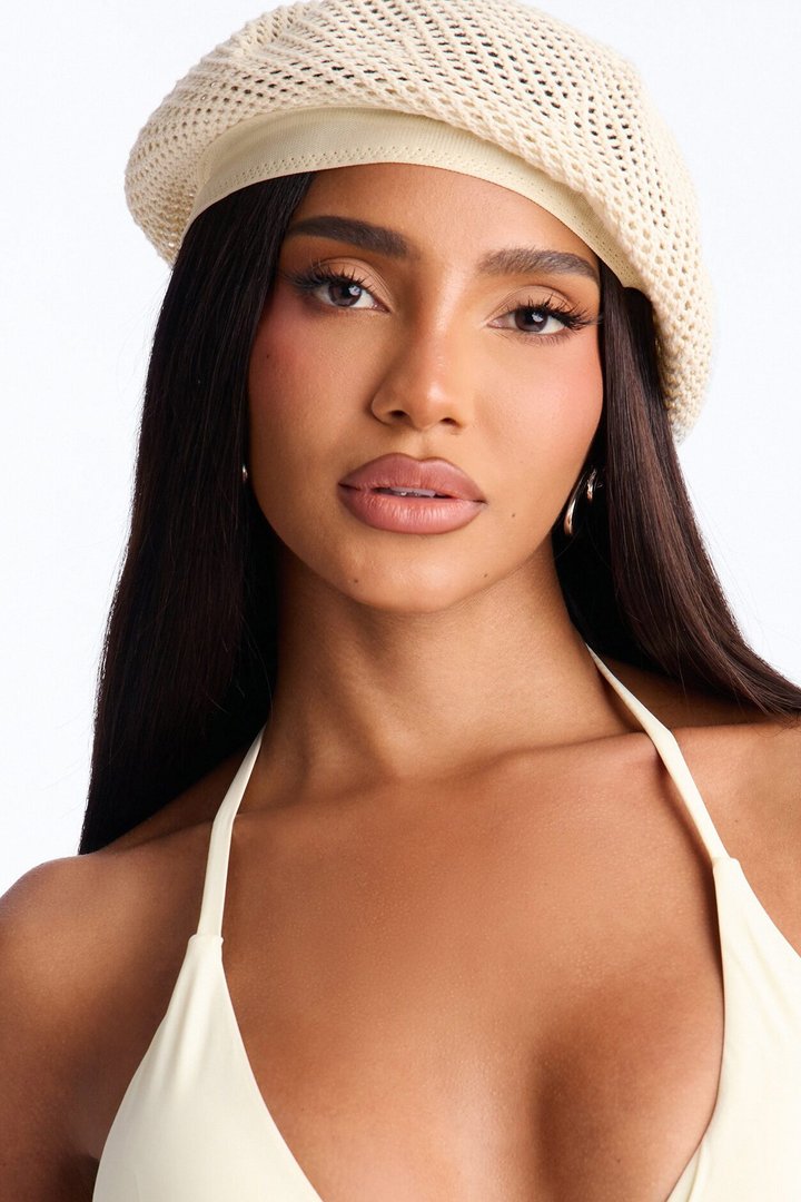 Freeform Crochet Beret - Ivory