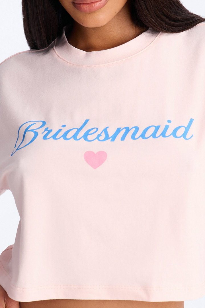 Bridesmaid Vibes Copped Tee - Pink