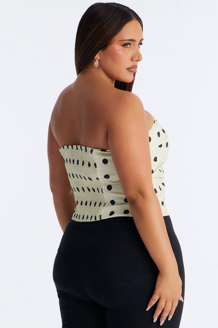 Dots Before Drama Smocked Tube Top - Cream/combo