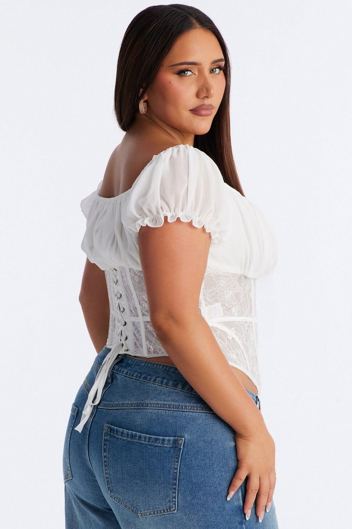 Love Me Slowly Lace Up Corset - White
