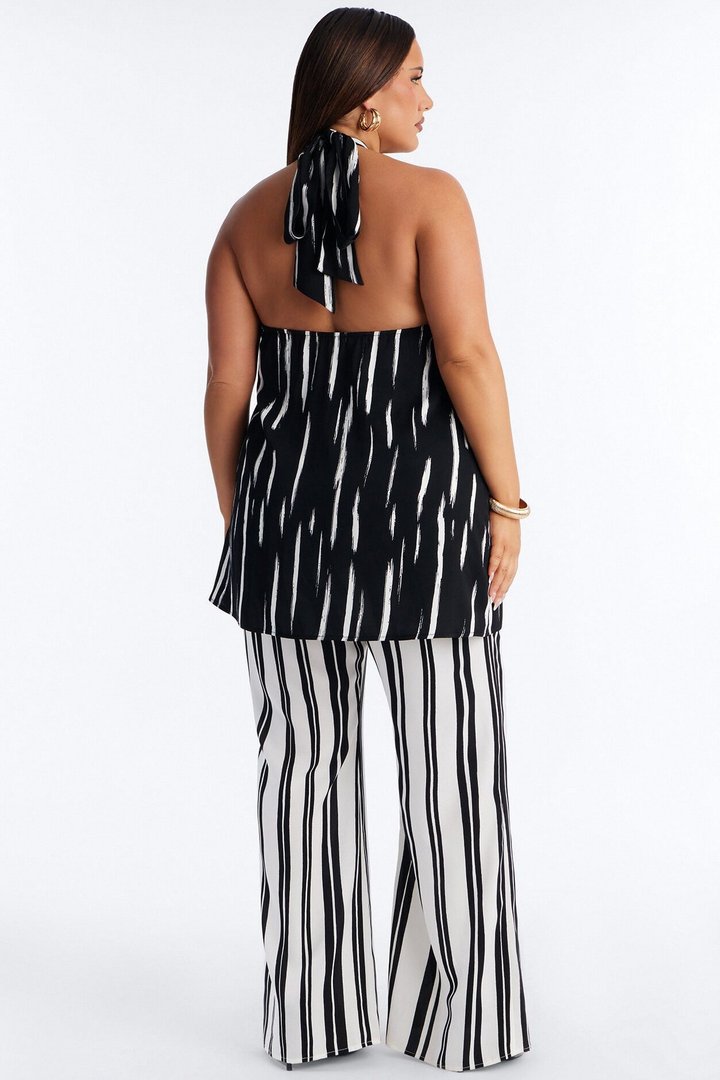 Mariyah Striped Wide Leg Jumpsuit - Black/White