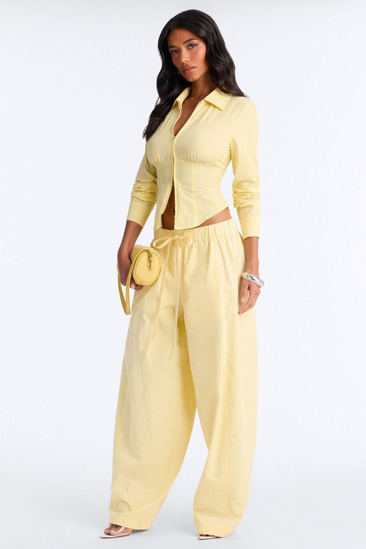 Laurel Zip Front Top - Butter Yellow