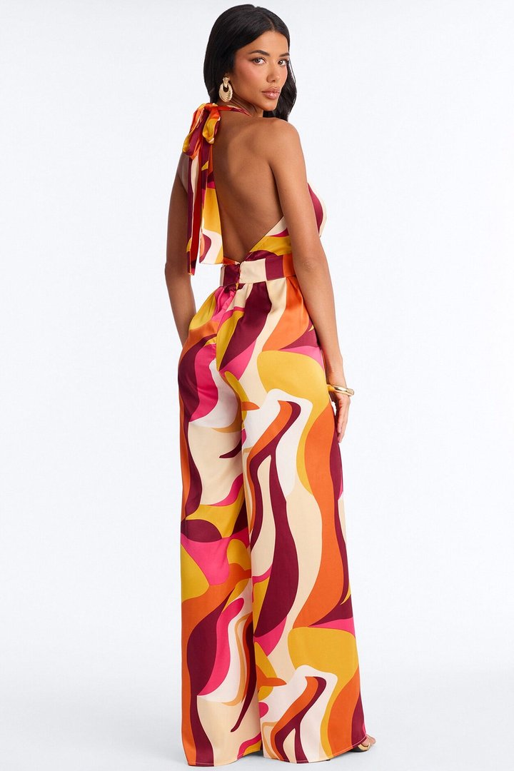 Jules Belted Wide Leg Jumpsuit - Pink