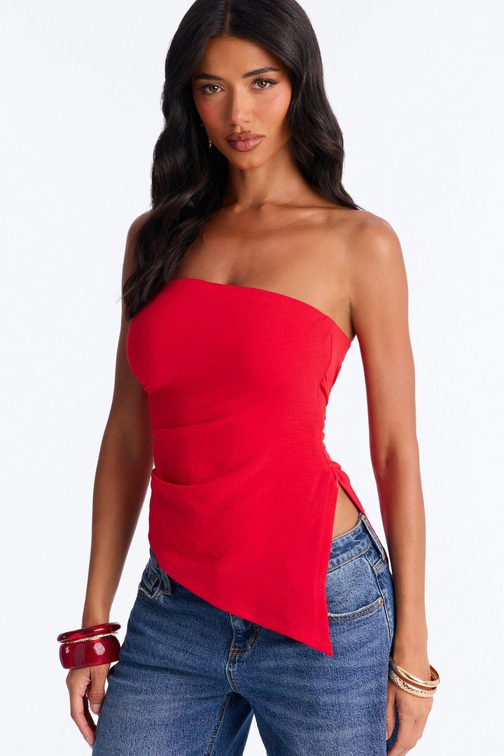 Valerie Asymmetrical Top - Red