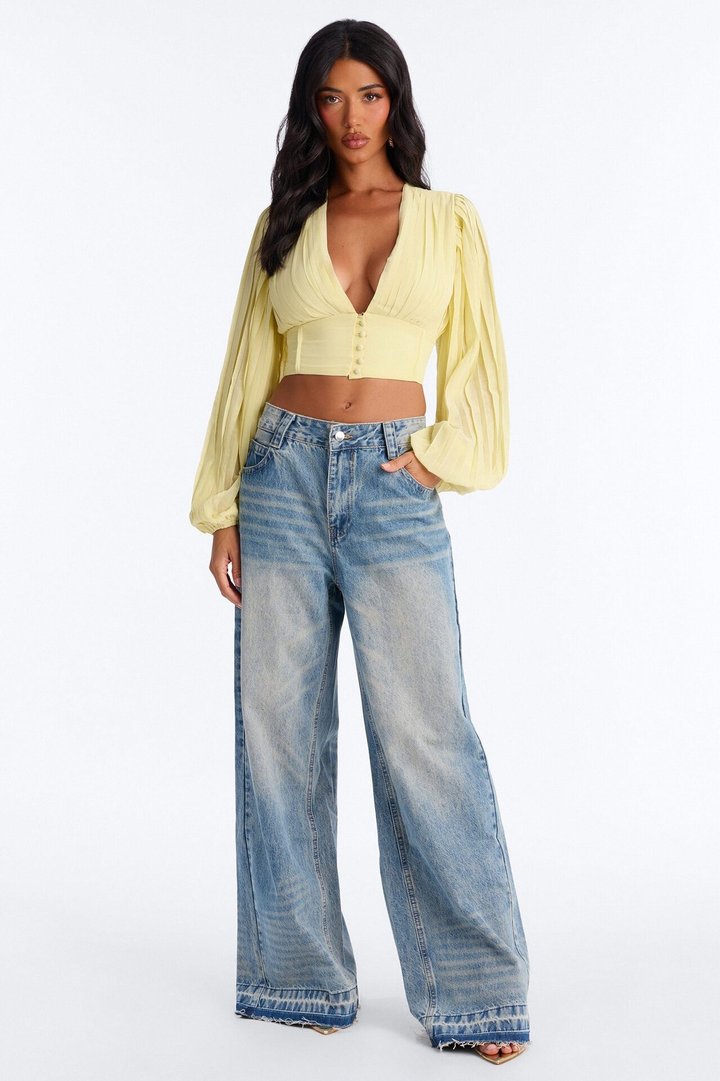 Tonight Feels Soft Pleated Chiffon Top - Butter Yellow