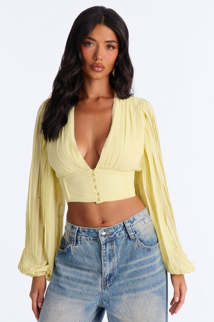 Tonight Feels Soft Pleated Chiffon Top - Butter Yellow