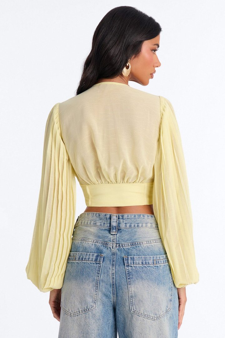 Tonight Feels Soft Pleated Chiffon Top - Butter Yellow