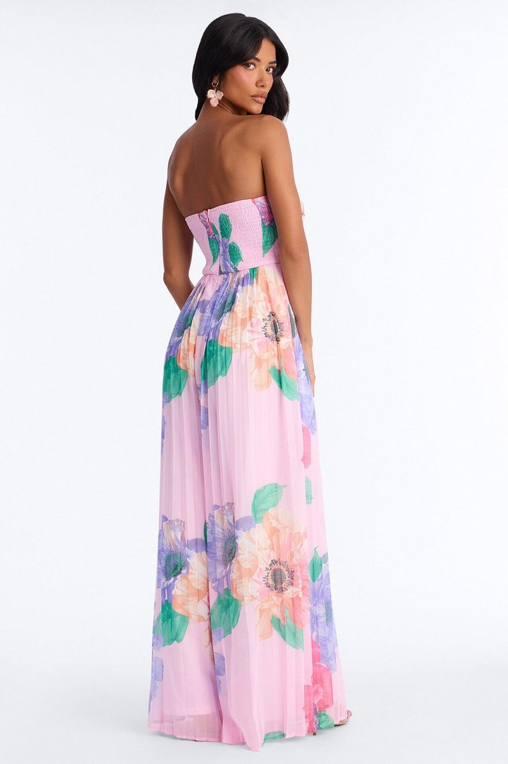 Chelley Chiffon Floral Wide Leg Jumpsuit - Pink