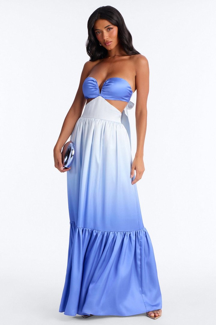 Emerson Ombre Satin Gown - Blue/combo