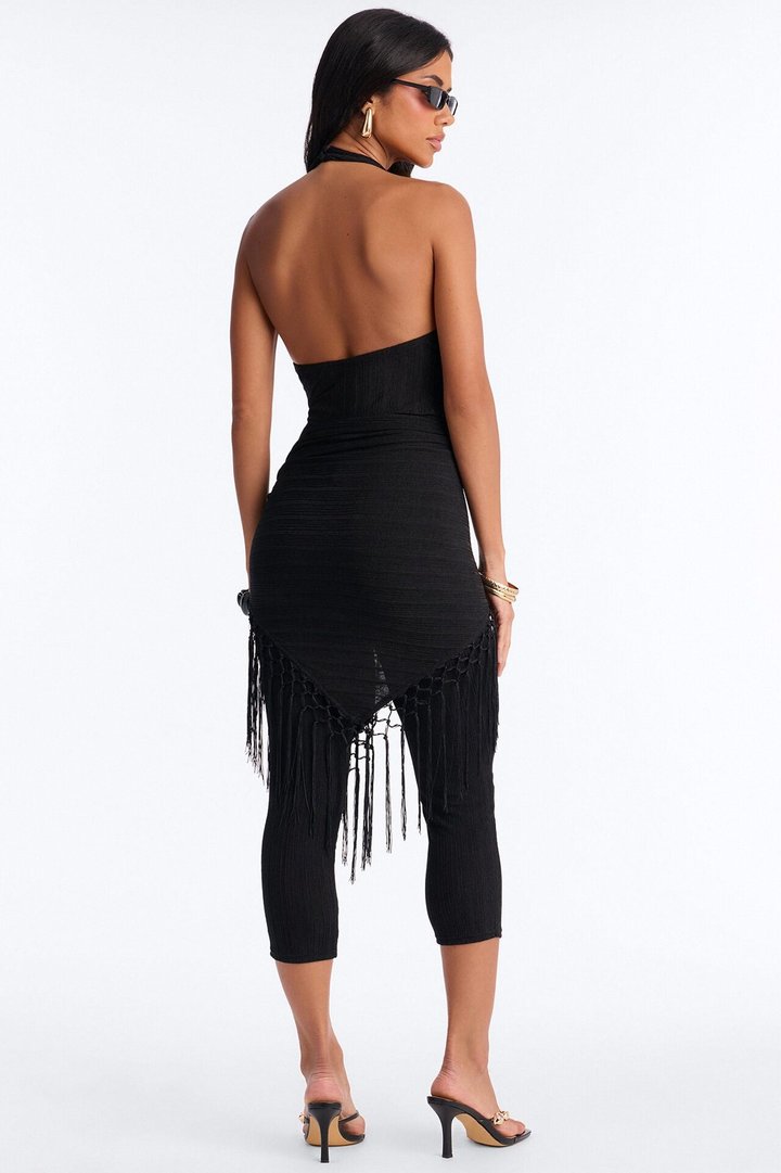 Emme Waist Tie Capri Catsuit - Black