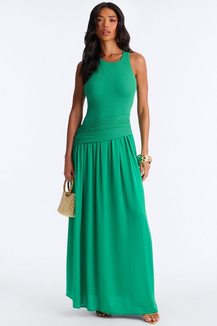 Soho Sleeveless Ribbed Maxi Dress - Kelly Green