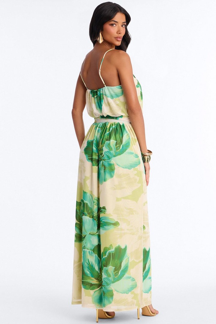 Radiant Beauty Mesh Maxi Dress - Green/combo