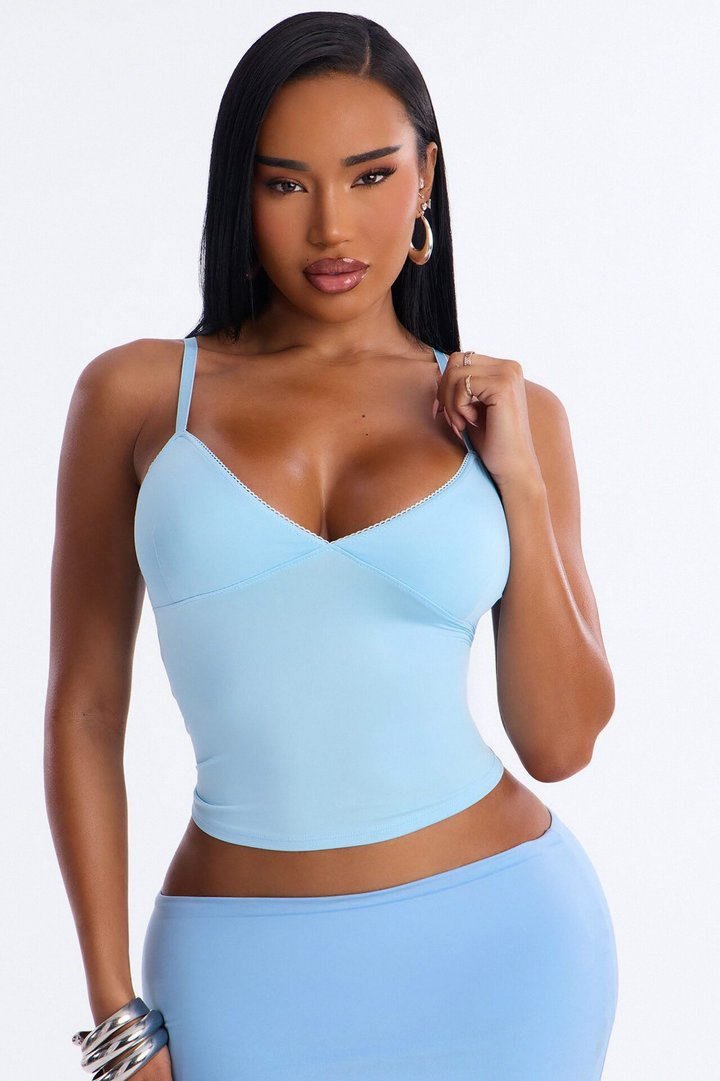 Ella V Neck Cami Top - Blue