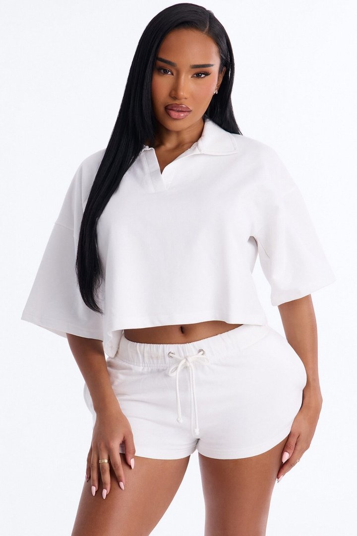 Weekend Moment Polo Short Set - White