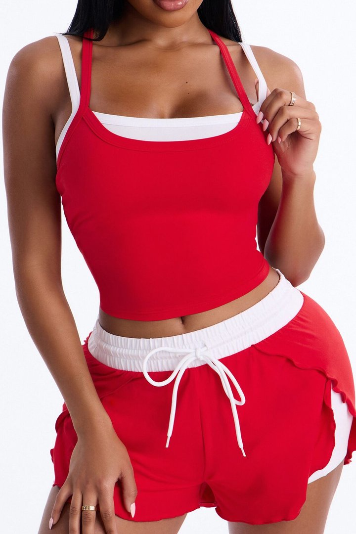 Walk A Mile Short Set - Red