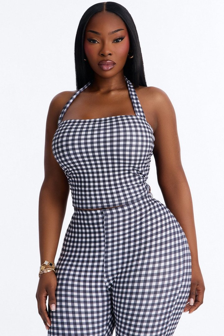 Annie Gingham Capri Set - Black/White