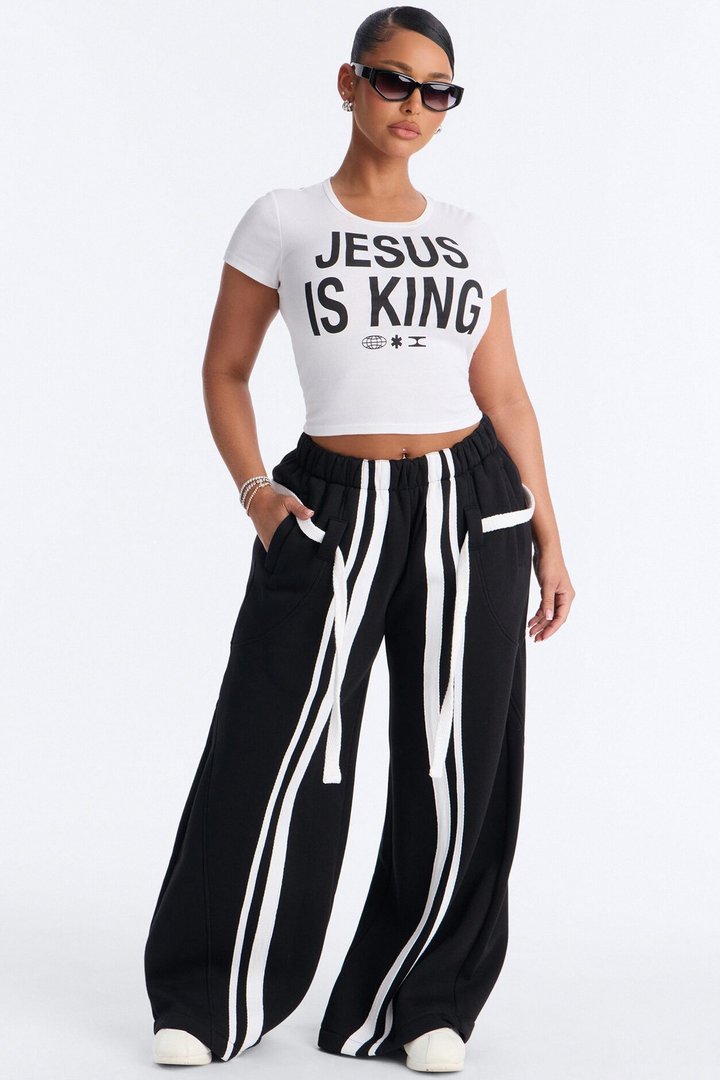 Jesus Is King Baby Tee - White
