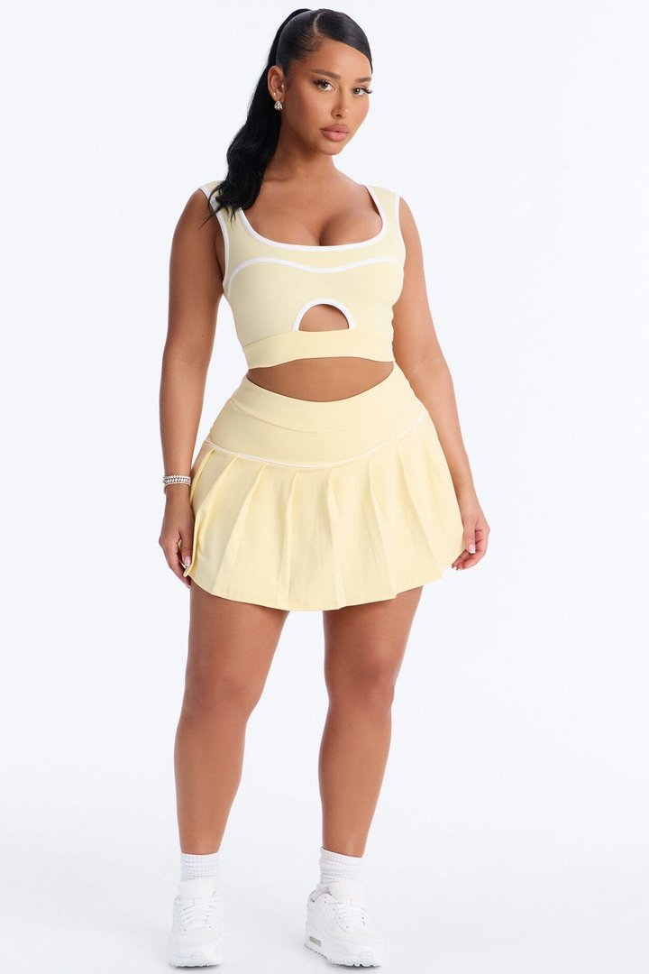 Marcy Pleated Mini Skirt Set - Butter Yellow