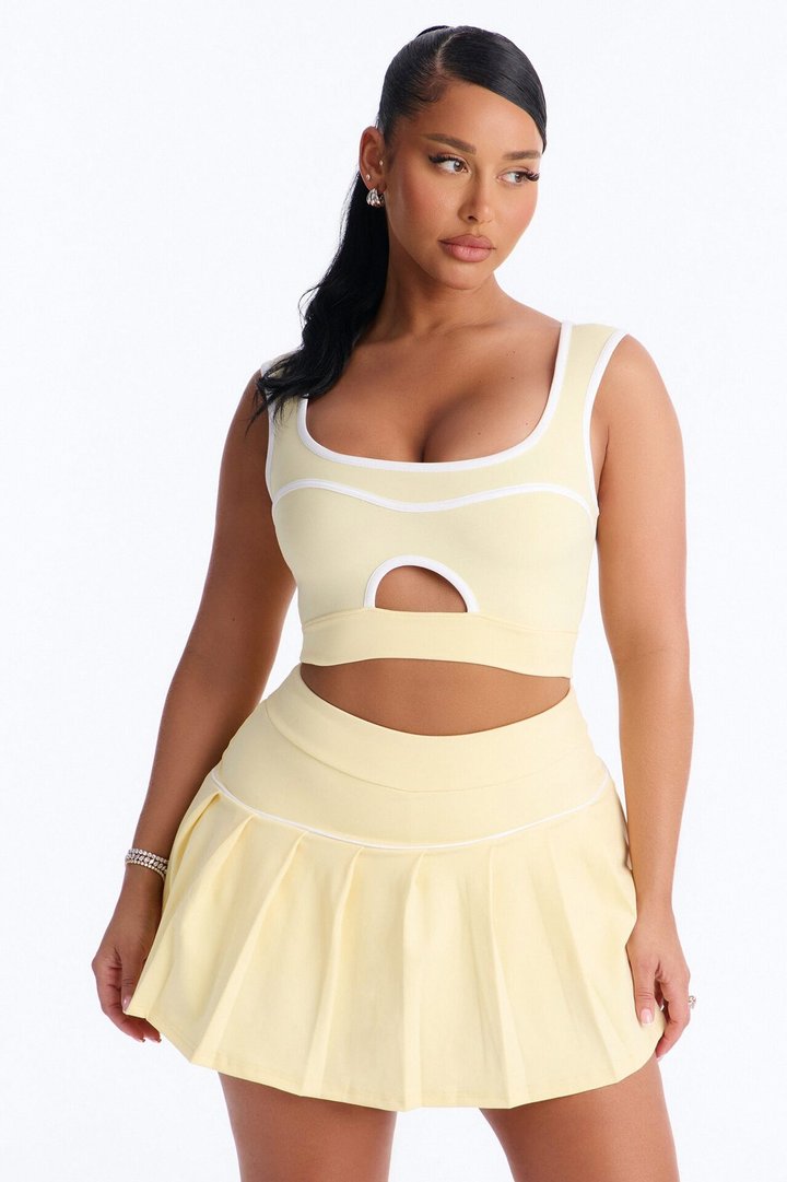 Marcy Pleated Mini Skirt Set - Butter Yellow