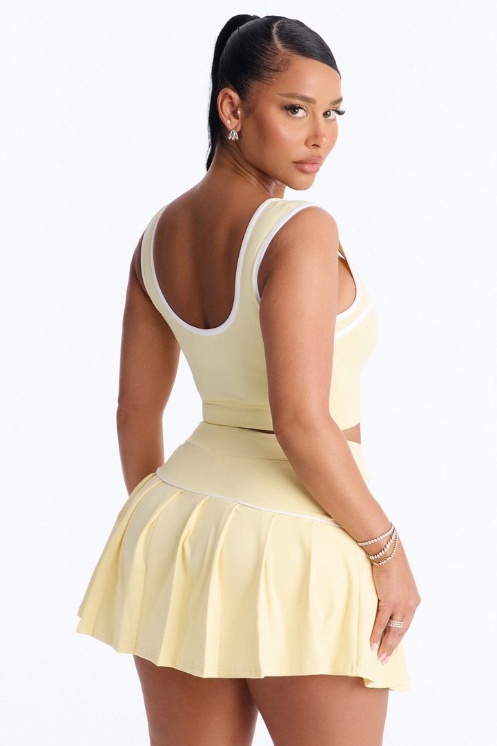Marcy Pleated Mini Skirt Set - Butter Yellow