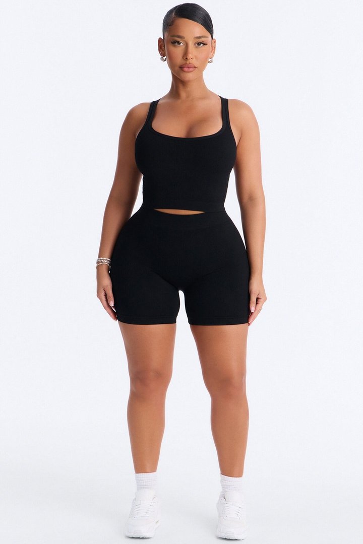 Core Power Seamless Biker Short Set - Black
