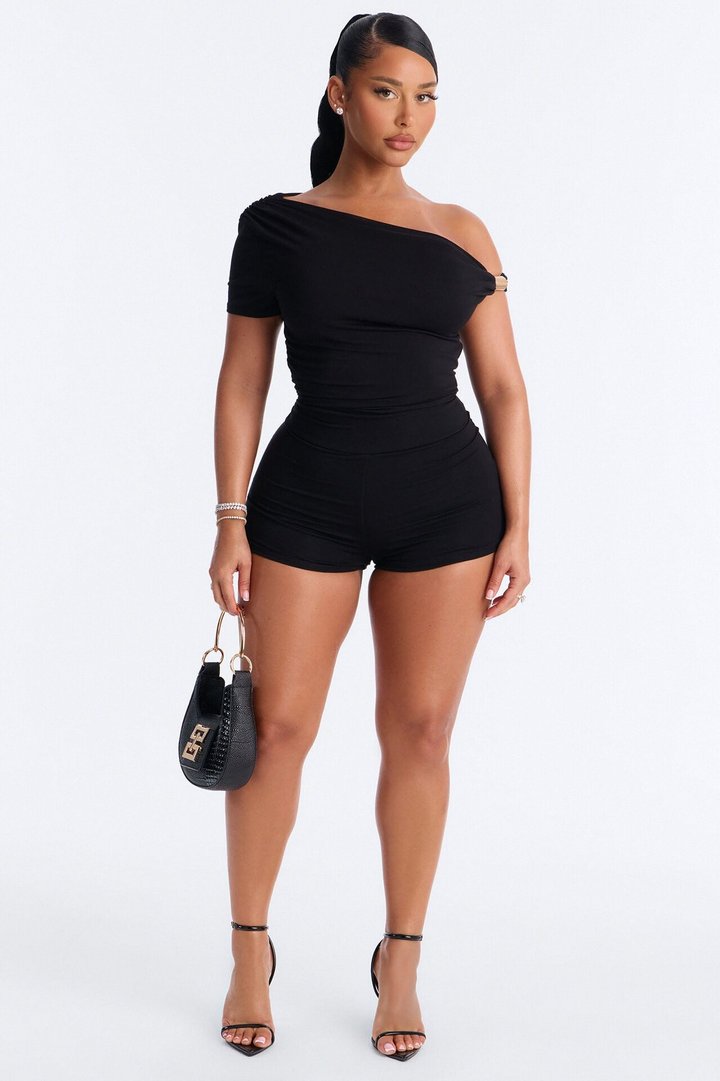 Rhia Hardware Micro Romper - Black