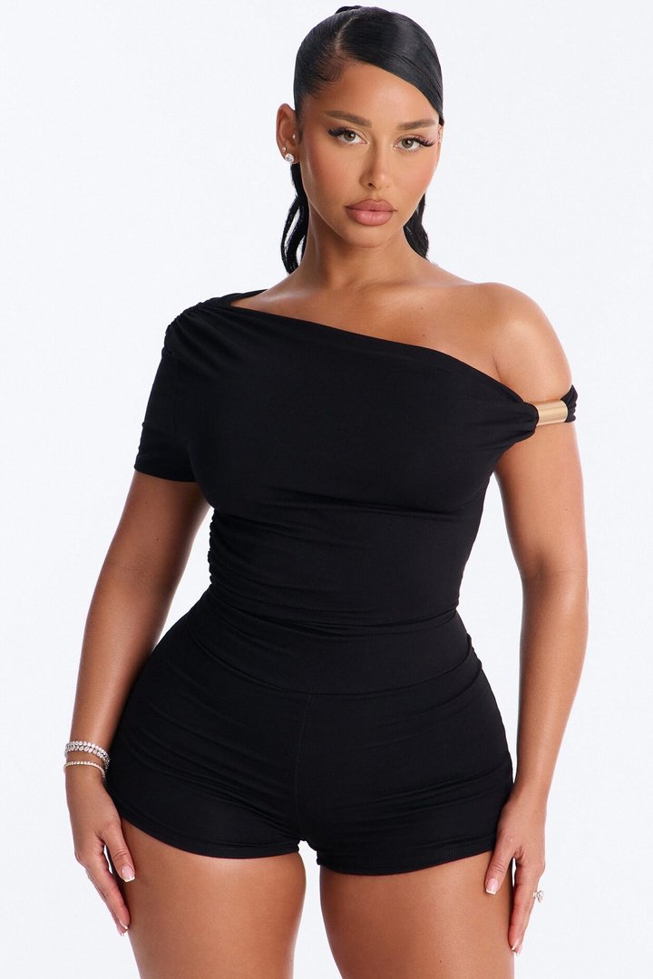 Rhia Hardware Micro Romper - Black