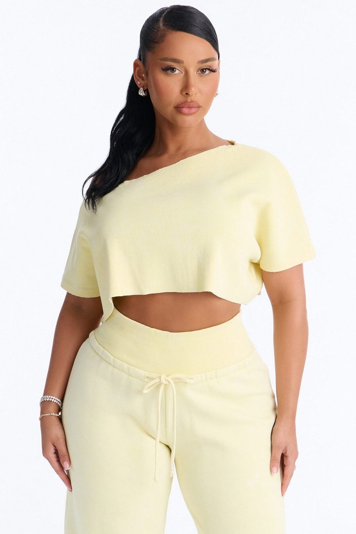 Mila Off Shoulder Top And Sweatpant Set - Yellow