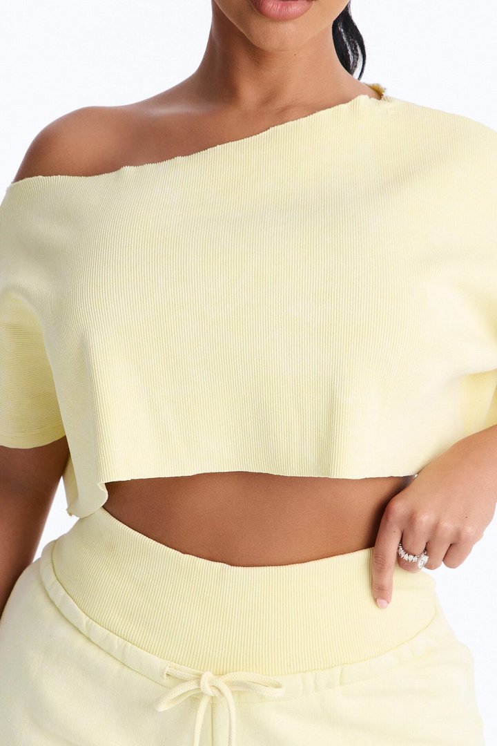 Mila Off Shoulder Top And Sweatpant Set - Yellow