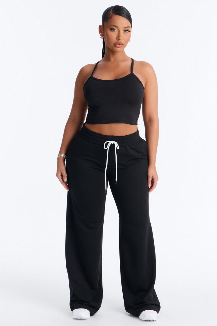 Tiana Wide Leg Pant Set - Black