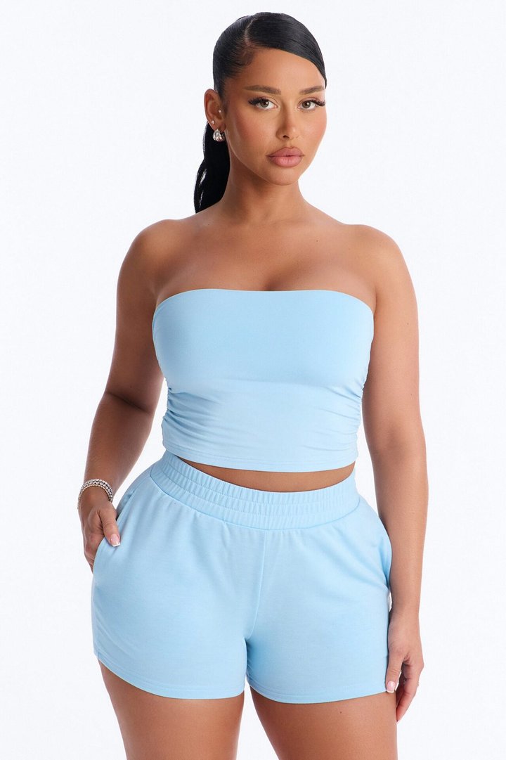 Denise Tube Top Short Set - Blue