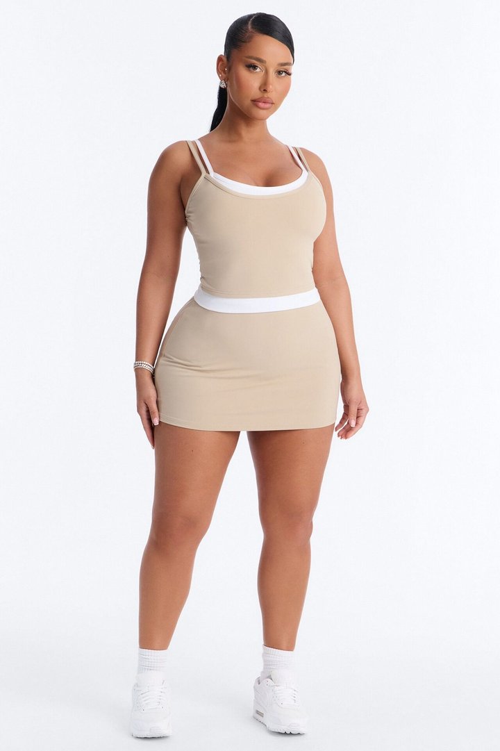 Claudia Mini Skirt Set - Taupe