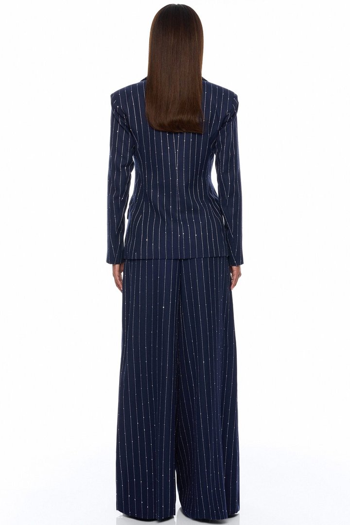 Adyson Embellished Pinstripe Blazer - Navy/combo