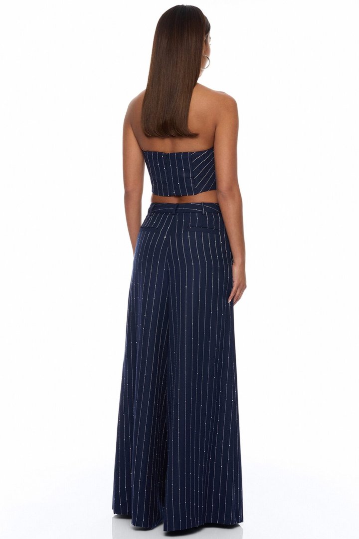 Adyson Embellished Pinstripe Bandeau Top - Navy/combo