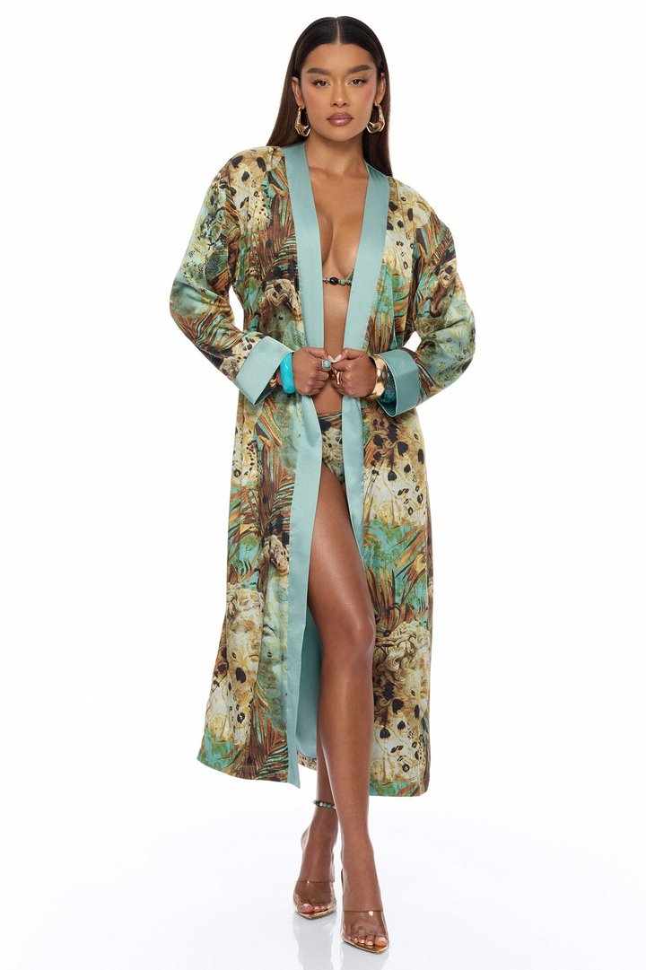 Call Me Coastal Satin Pant Set - Blue/combo