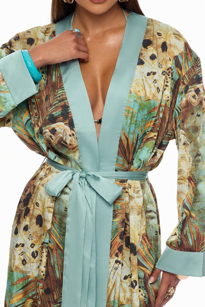 Call Me Coastal Satin Pant Set - Blue/combo