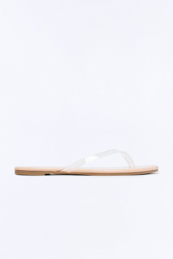Papaya Clear Strap Flip Flops - Nude
