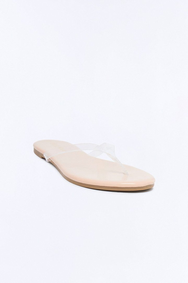 Papaya Clear Strap Flip Flops - Nude