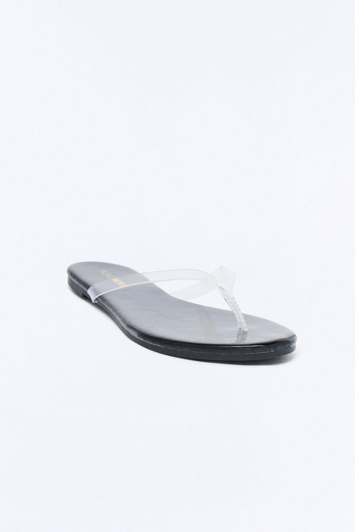 Papaya Clear Strap Flip Flops - Black