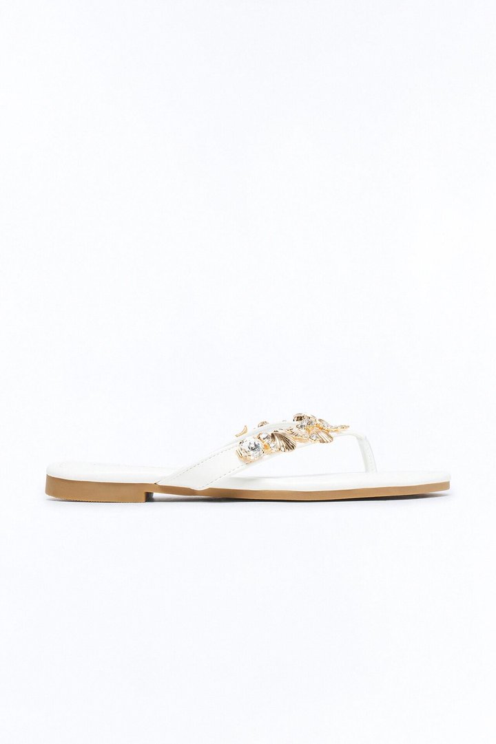 Attina Seashell Charm Flip Flops - White