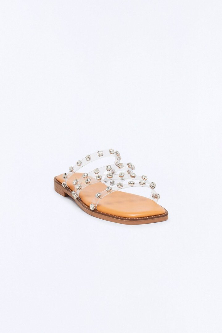 Valor Rhinestone Sandals - Nude