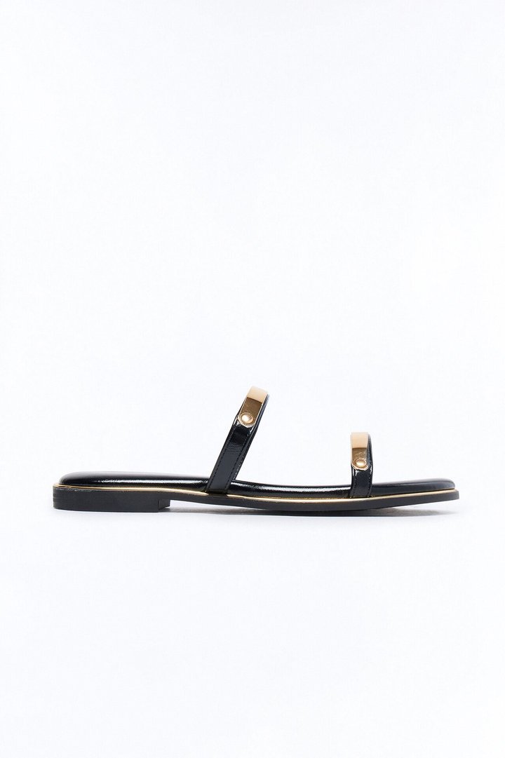 Keith Double Strap Sandals - Black