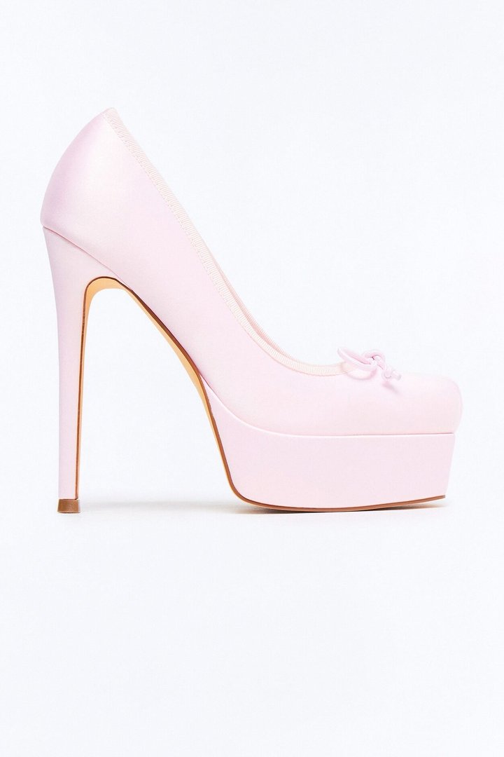 Itzy Satin Bow Ballet Pumps - Light Pink