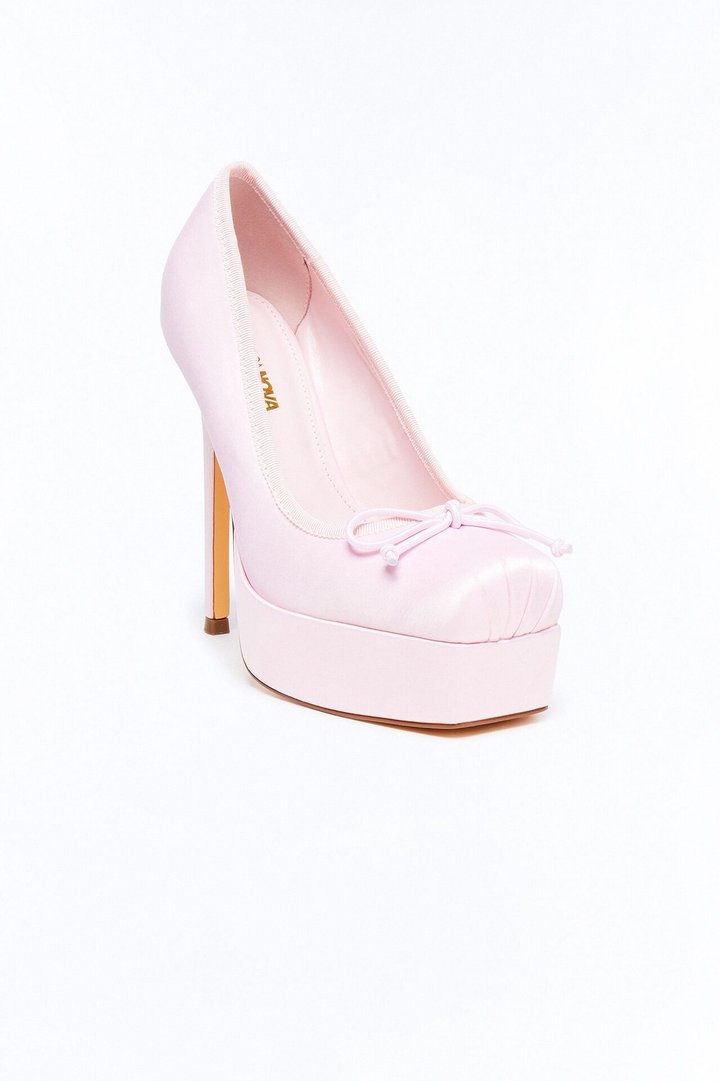 Itzy Satin Bow Ballet Pumps - Light Pink