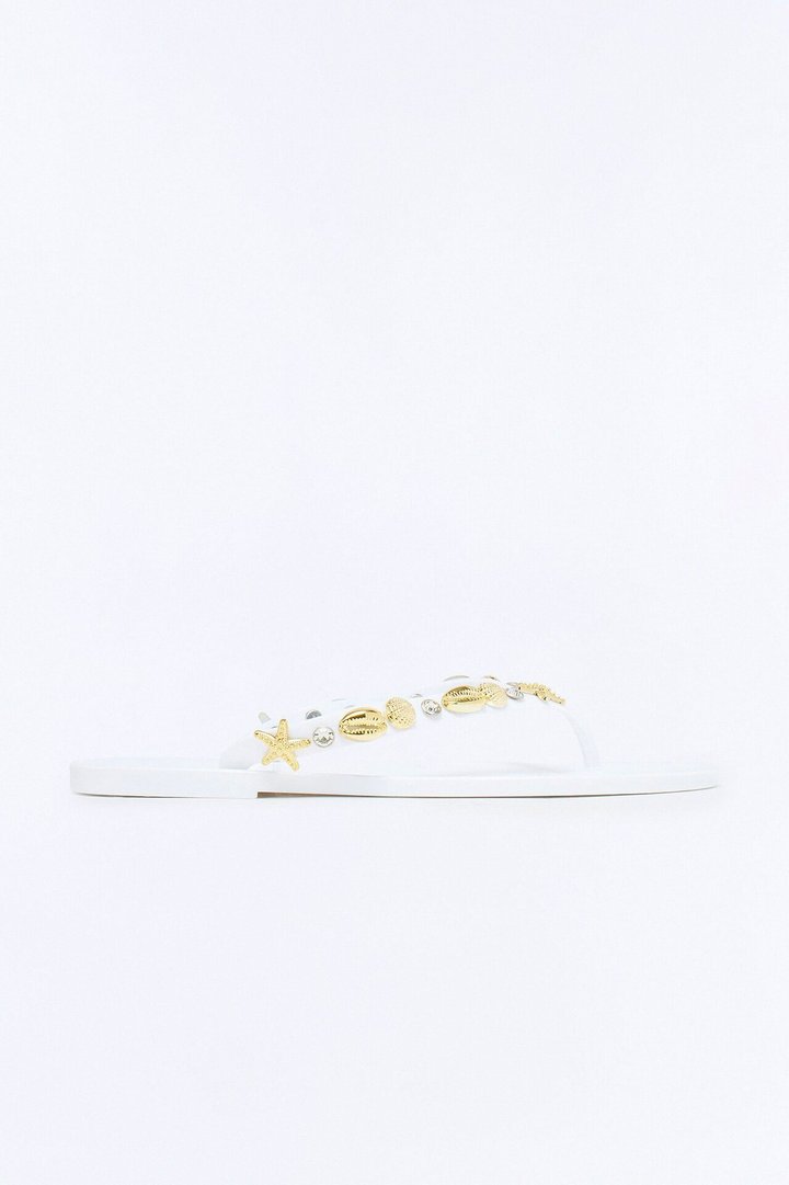 Odella Seashell Jelly Flip Flops - White