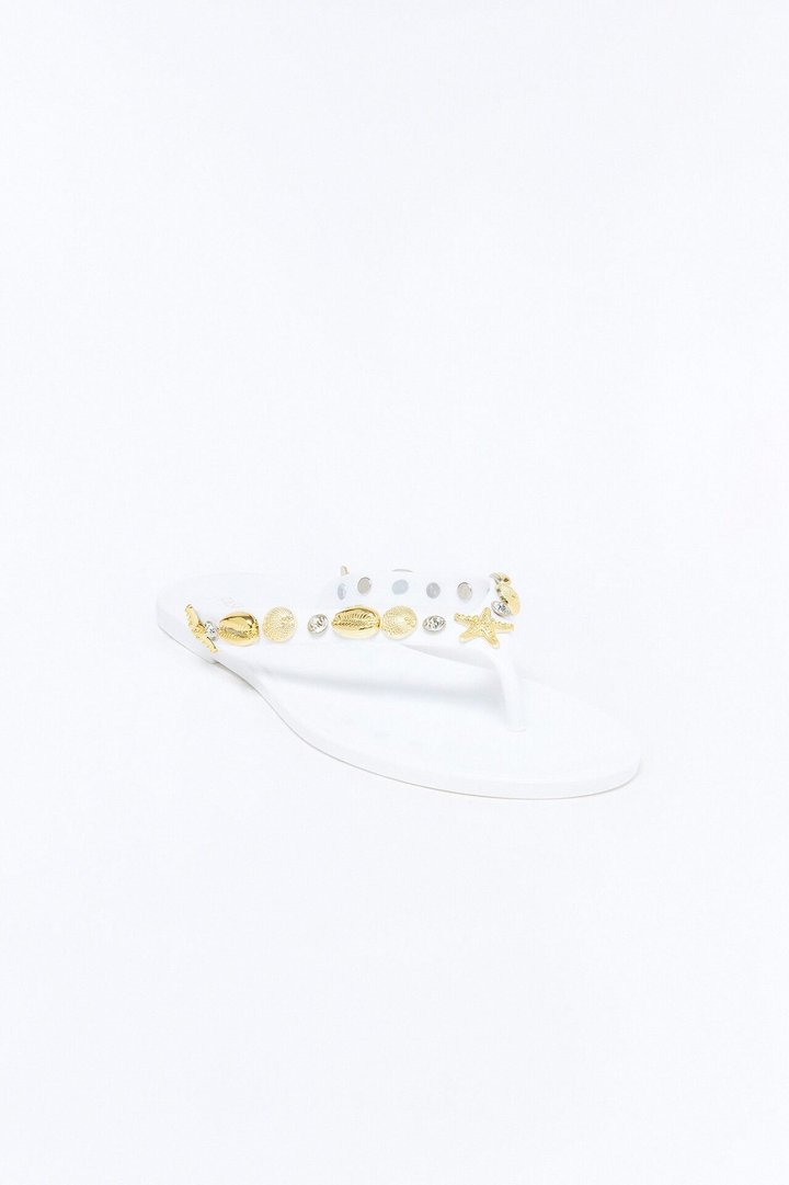 Odella Seashell Jelly Flip Flops - White
