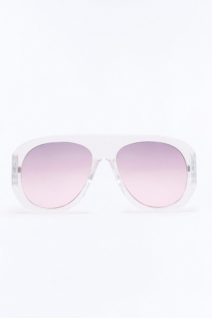 Glossy Gaze Sunglasses - Clear/Pink