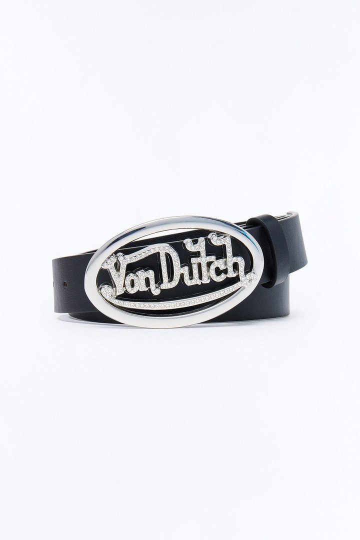Von Dutch Shining Faux Leather Belt - Black