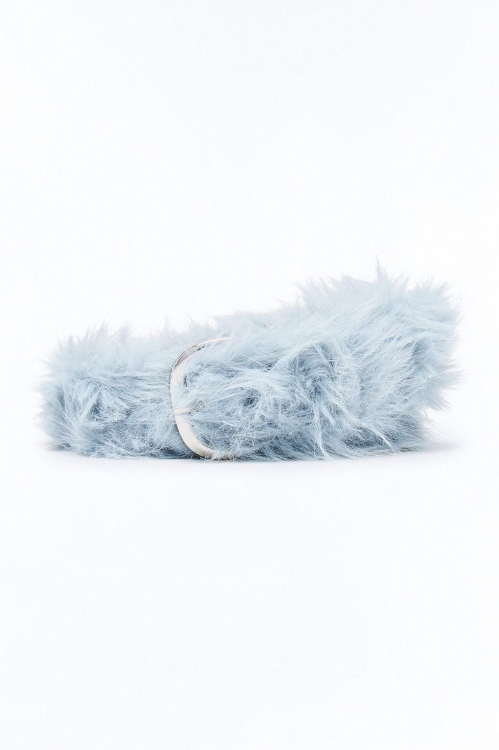 Faux Fur Pin Buckle Belt - Light Blue